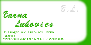 barna lukovics business card